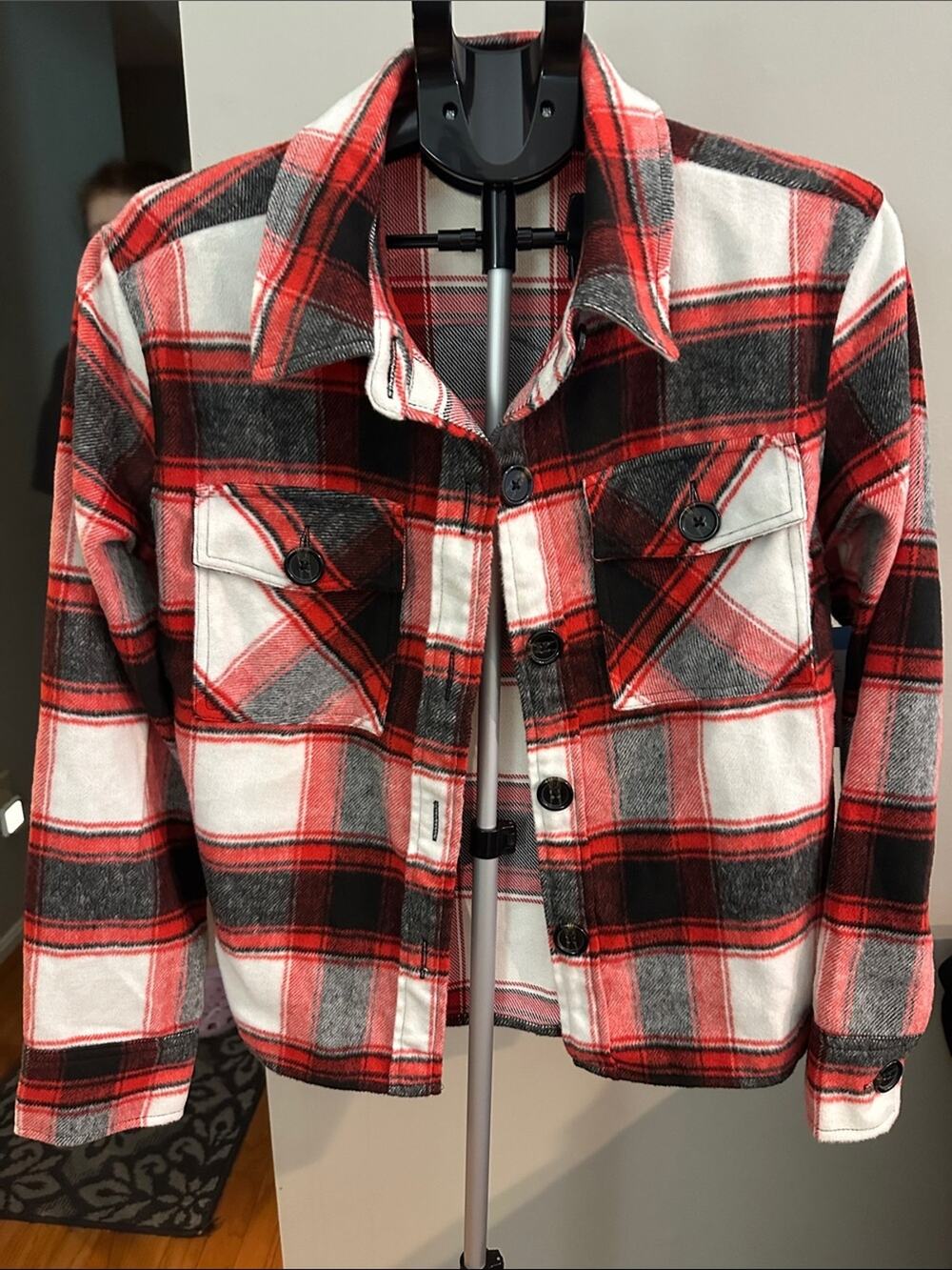 BB Dakota Steve Madden Flannel Shacket Women Large Red Plaid Gorpcore Cabincore
